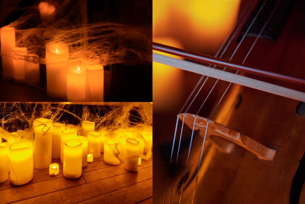 collage of spooky cobweb images for candlelight halloween special in singapore