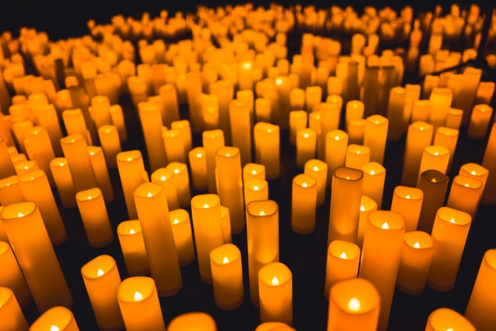 A close-up of candles