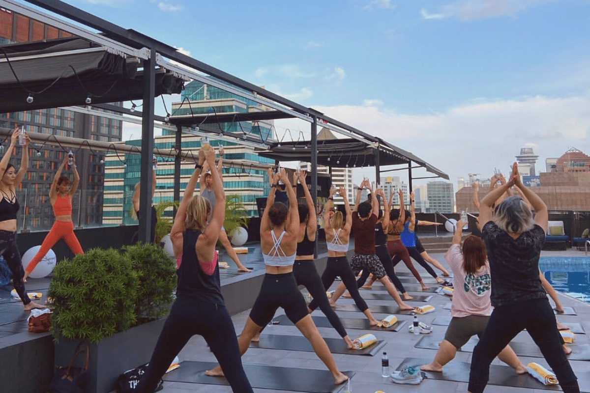 yoga at Voco Orchard Rooftop Singapore