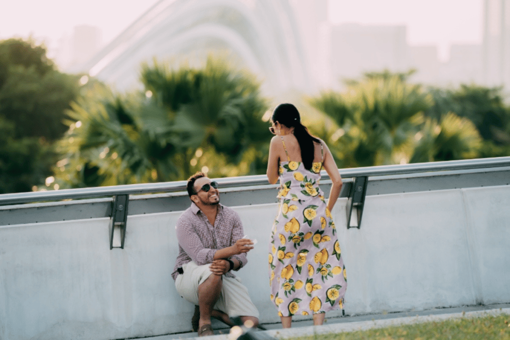 couple at Marina Barrage getting engaged
