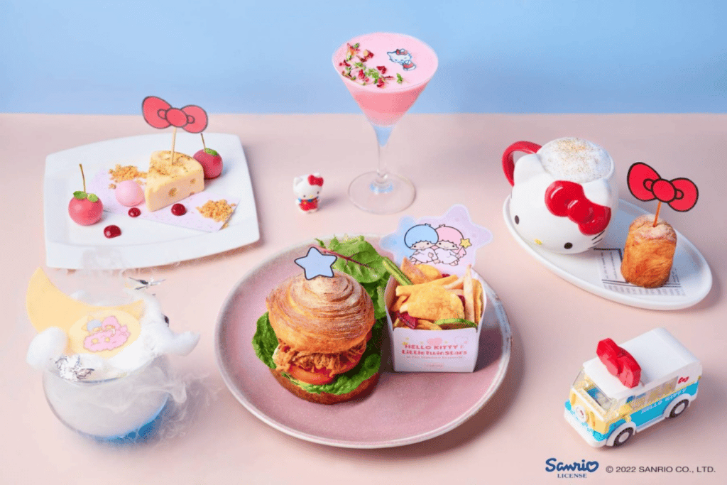 burgers mocktails at Hello Kitty Cafe Singapore