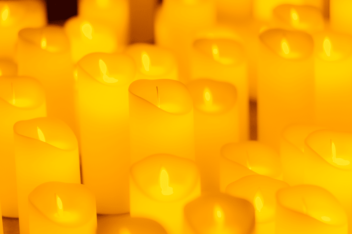 A close up of candles on display for a Candlelight performance.