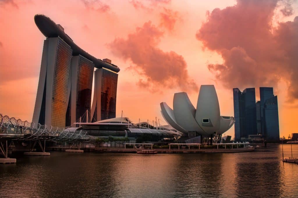 sunset over singapore